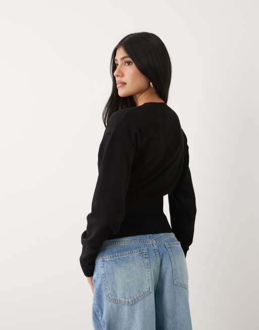 Cotton On Sara button cardigan in black, 4 of 4