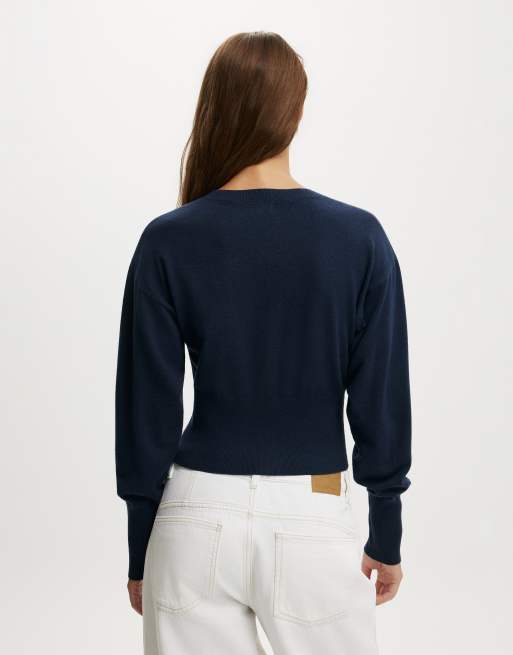 Cotton On Sara button cardigan in navy, 3 of 4