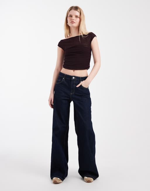 Cotton On – Schulterfreies, gerafftes Oberteil in Noble Plum, 2 von 4