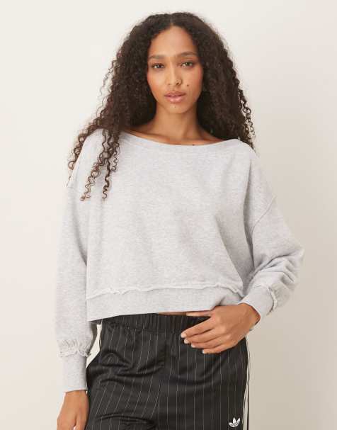 Cotton On – Schulterfreies Sweatshirt in Grau - view 1