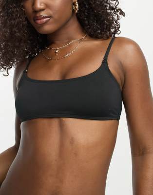 Cotton On scoop front bikini top in black