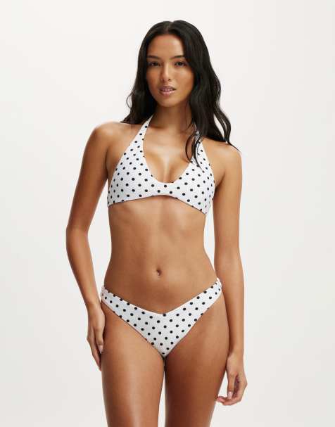 Cotton On Scoop neck halter bikini top in off-white - view 1