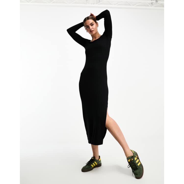 bodycon dress black long Off Shoulder Long Sleeve Maxi Bodycon Dress Prom Dresses cg20079   classygown