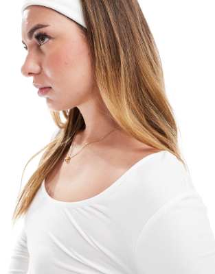 Cotton:on Cotton On Scoop Neck Long Sleeve Top In White