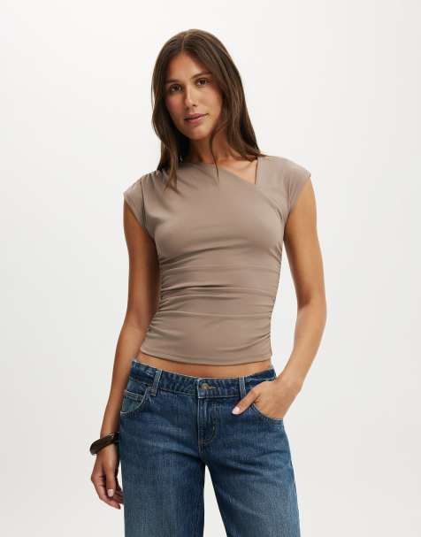 Cotton On Scout asymmetric short sleeve in brown - view 1