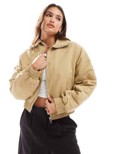 Cotton On Women s Scout Collared Bomber Jacket Sandstone