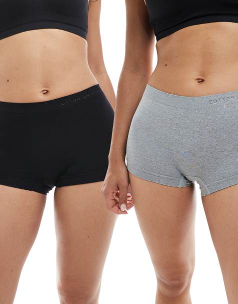 Cotton On seamless light weight boyshort brief in grey and black - view 1
