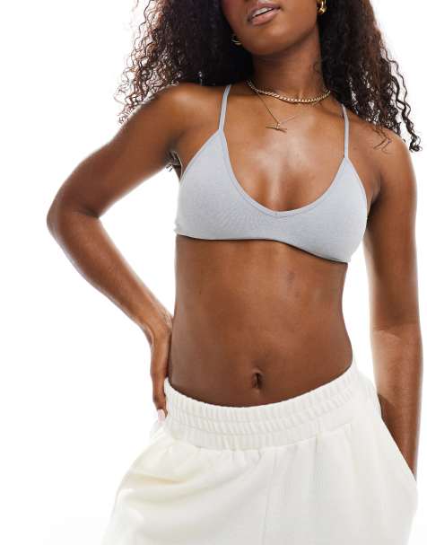 Cotton On seamless padded triangle bra top in gray heather - view 1