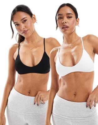 Cotton:On Cotton On seamless rib padded triangle bralette 2 pack-Multi