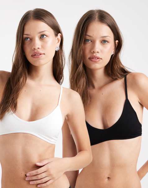 Cotton On seamless rib padded triangle bralette 2 pack