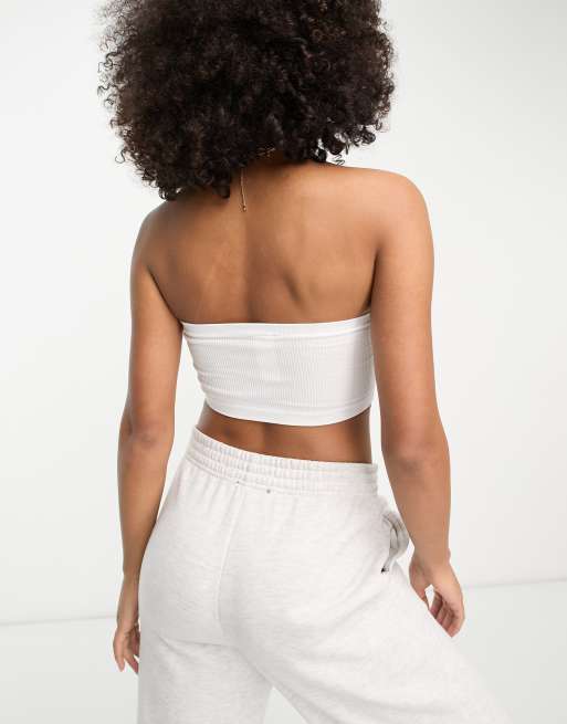 Ribbed Seamless Bandeau - White