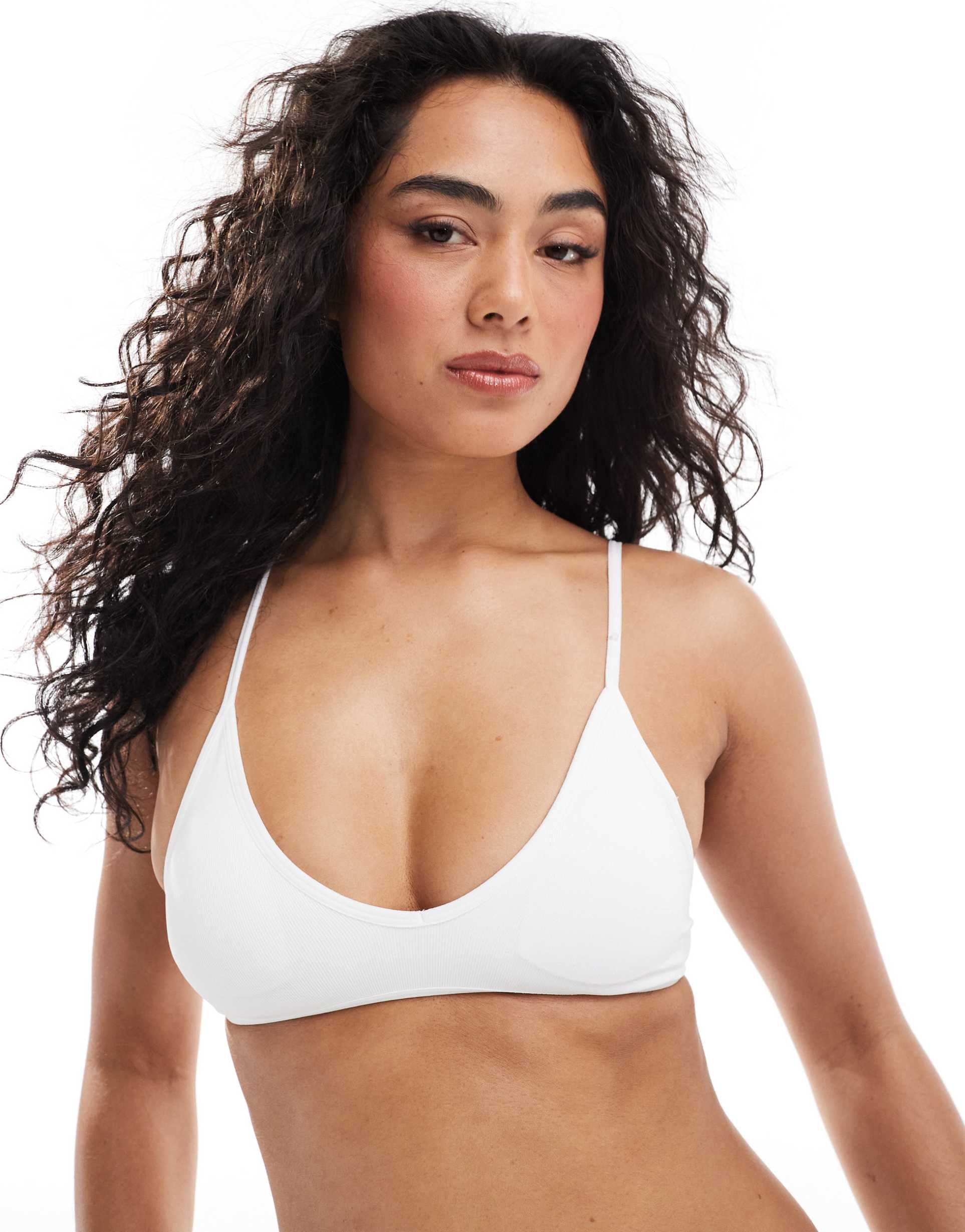 cotton on seamless triangle bralet in white