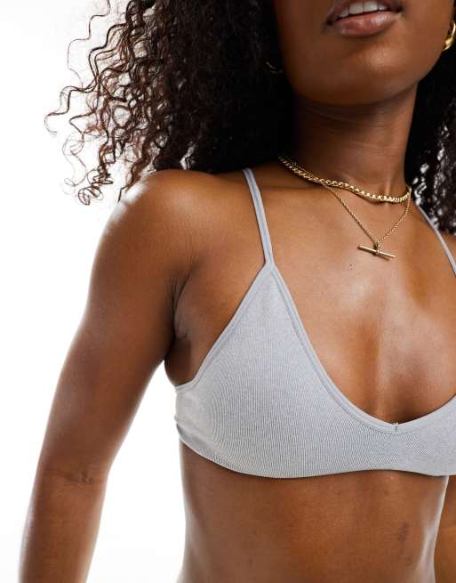 Cotton On seamless triangle bralette in gray heather, 2 of 4