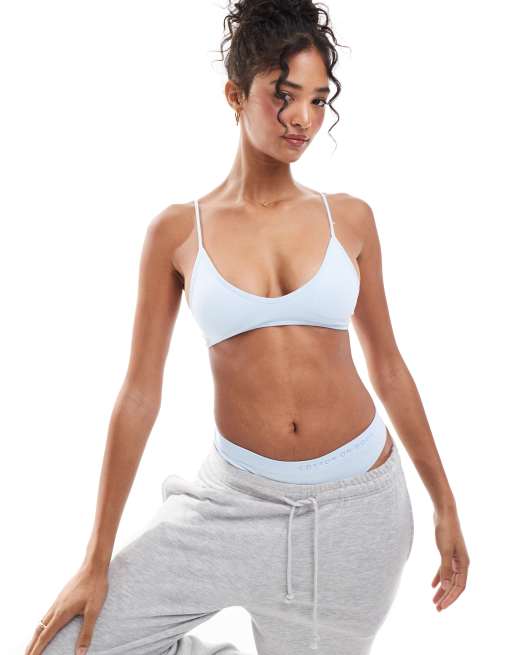 Cotton On seamless triangle padded bra in baby blue (part of a set)