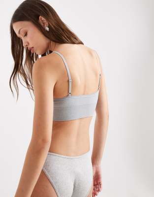 Cotton On Seamless Triangle Padded Bralette In Gray