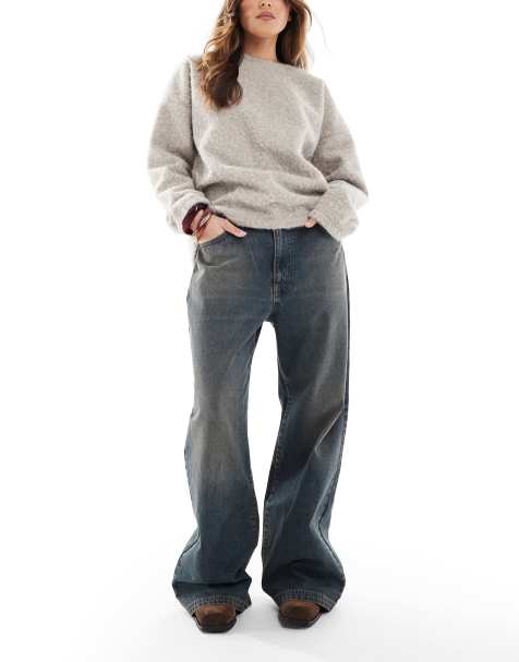Cotton On – Sehr weit geschnittene Jeans in Rostblau mit niedrigem Bund - view 1