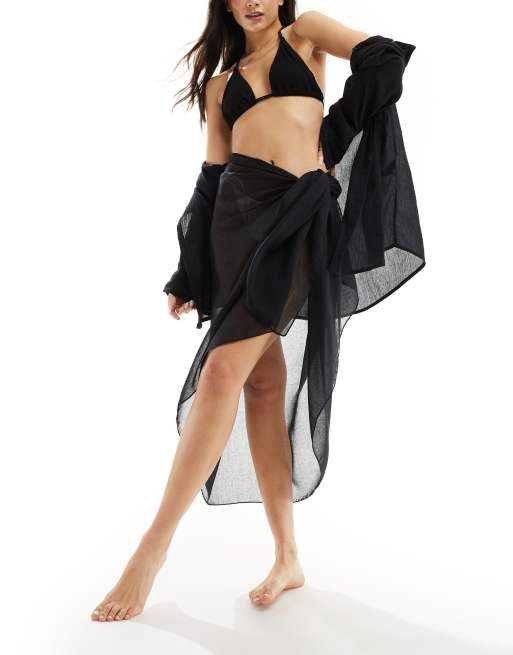 Cotton On semi sheer black beach sarong 