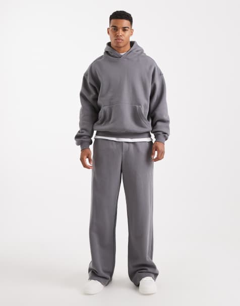 Cotton On – Set in Schieferstein, bestehend aus superweiter Trainingshose und Kapuzenpullover - view 1
