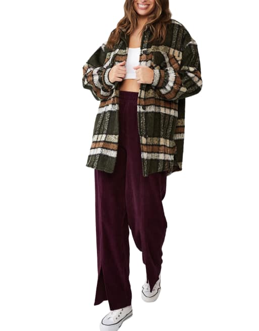 Cotton On shacket in khaki plaid  