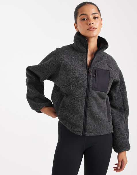 Cotton On sherpa fleece jacket in charcoal marle - view 1