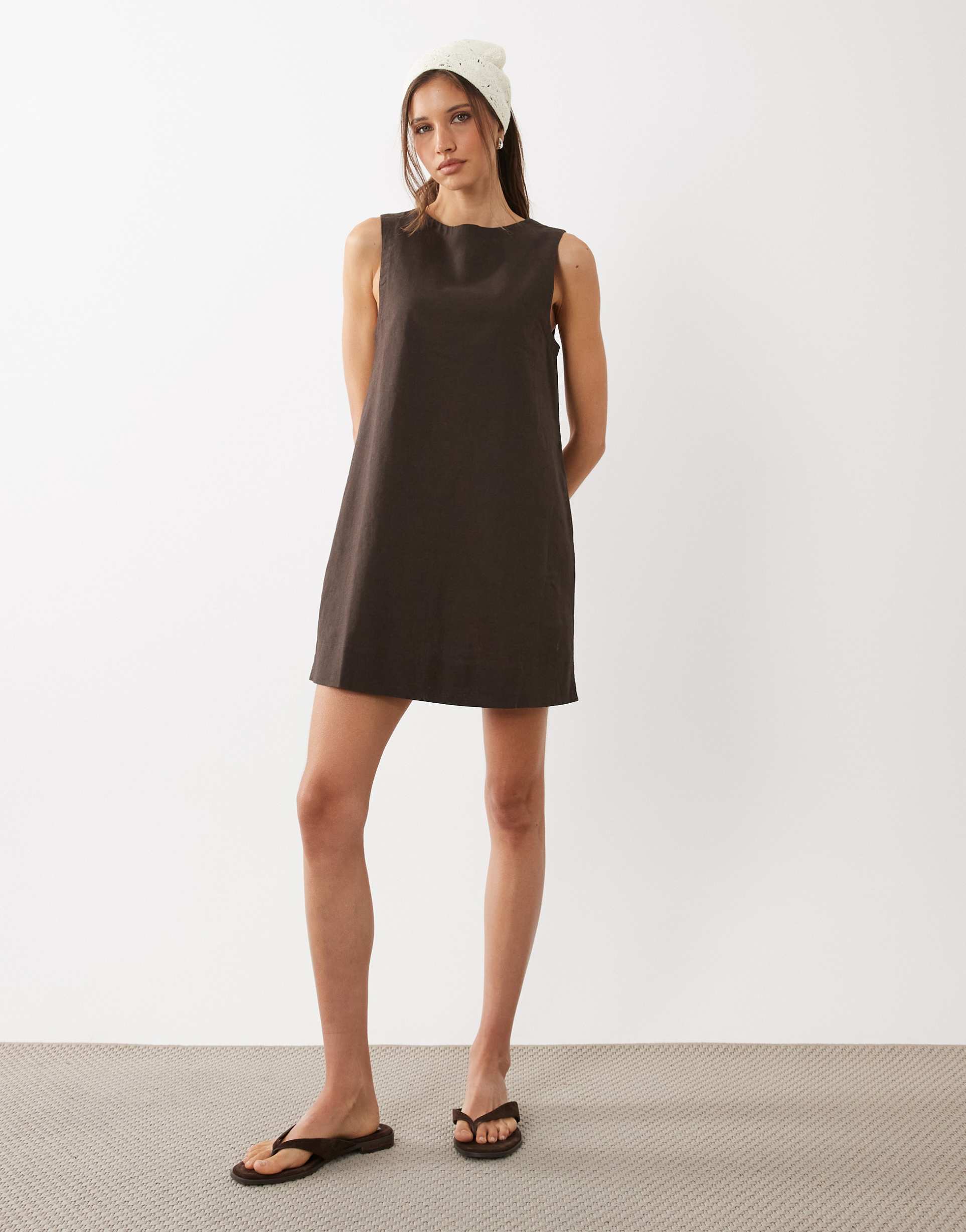 cotton on shift mini dress in dark oak