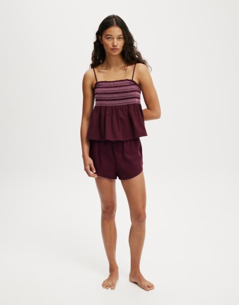 Cotton On Shirred woven sleep set in dark oak - view 1