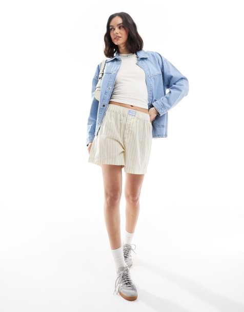 Cotton On - Short de pyjama rayé coupe boyfriend avec taille style caleçon - Jaune soleil - view 1