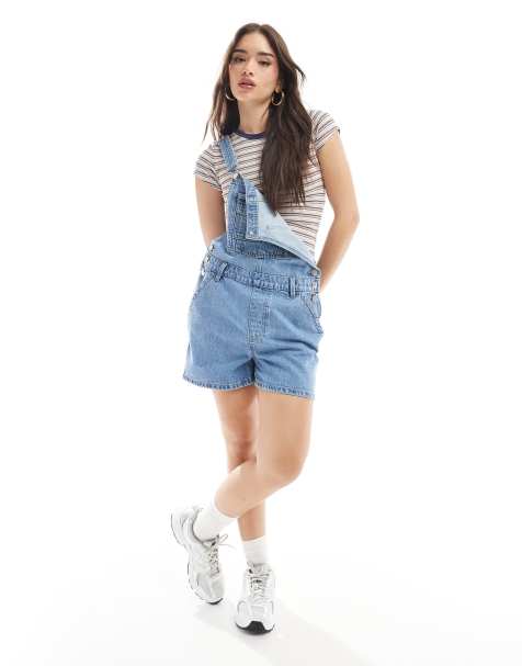 Cotton On short denim overalls in cleanwater blue - view 1