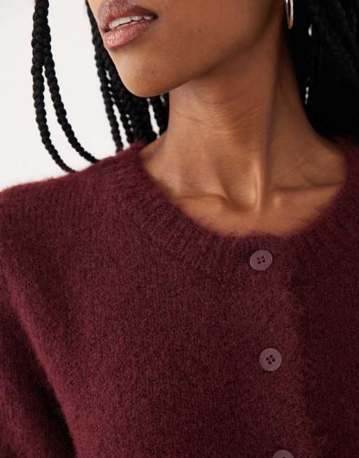 Cotton On short sleeve fluffy cardigan in sour cherry , 3 of 4