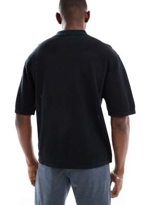 Cotton:on Cotton On Short Sleeve Knit Polo In Black