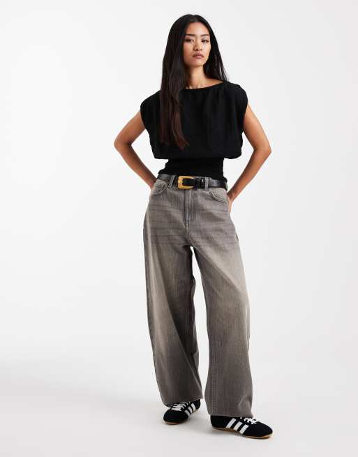Cotton On short sleeve textured knit batwing top in black, 2 of 4