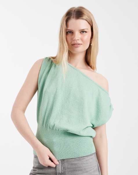 Cotton On short sleeve textured knit batwing top in matcha - view 1