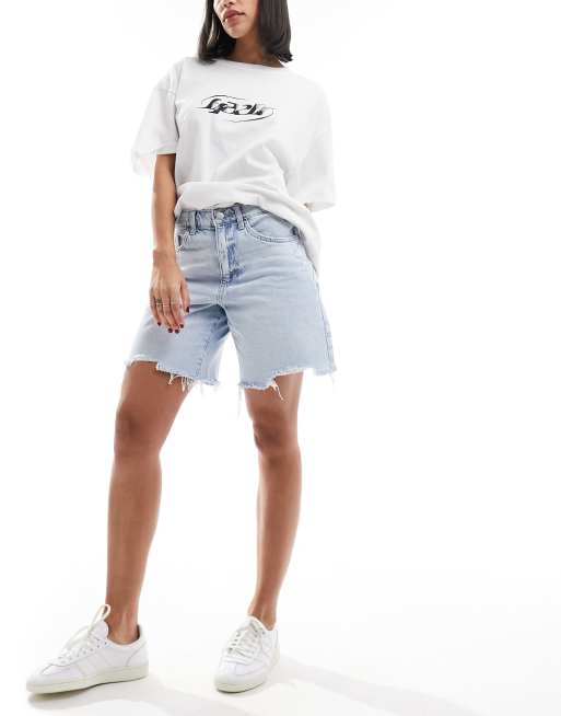 Cotton On - Shorts med afslappet pasform i vintageblå vask 