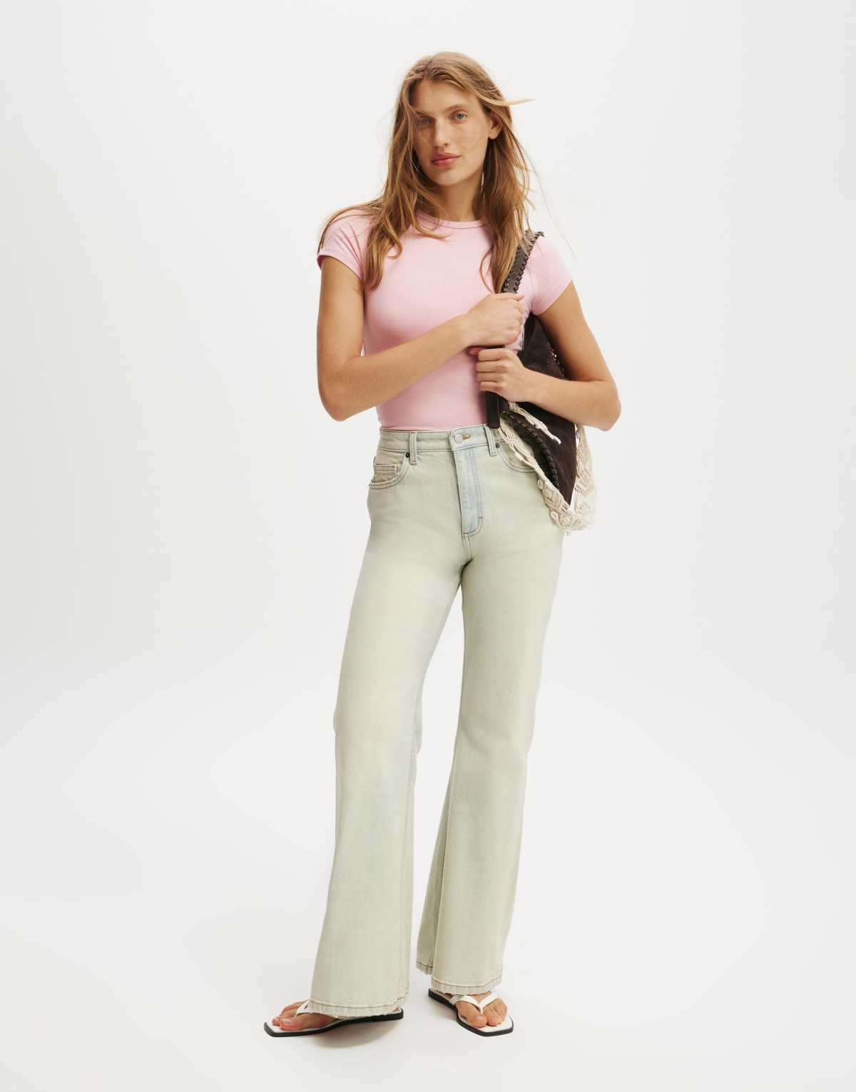 Cotton  On Sienna high flare jean in light/pastel blue