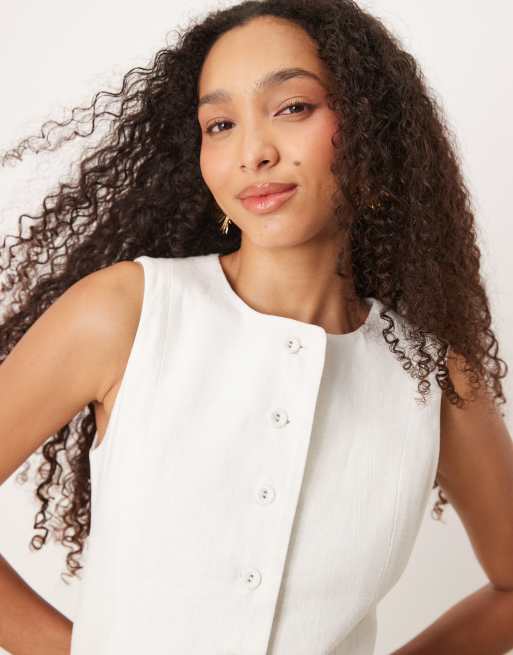 Cotton On Sienna linen button up dress in white | ASOS