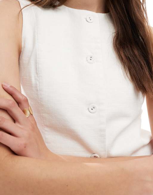 Cotton On Sienna linen-cotton blend vest in white, 2 of 4