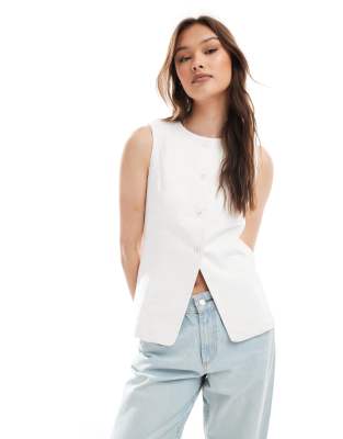 Cotton:On Cotton On Sienna linen cotton vest in white