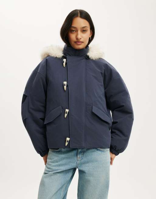 Cotton On Sierra parka jacket in navy, 2 of 4