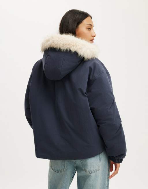 Cotton On Sierra parka jacket in navy, 4 of 4