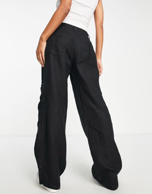 Cotton On low rise wide leg trousers in black