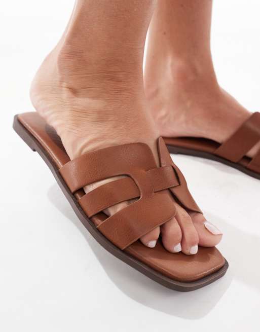 Cotton On sierra woven slides in burnished tan, 2 of 4