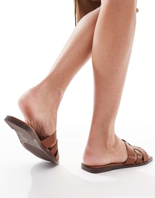 Cotton On sierra woven slides in burnished tan, 4 of 4