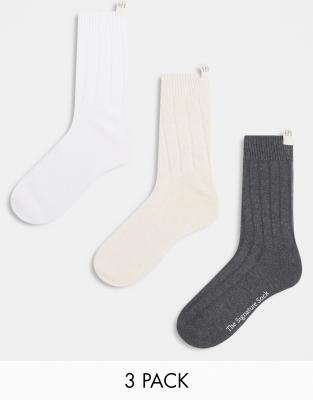 Cotton On signature crew sock 3 pack in coconut white charcoal-Multi