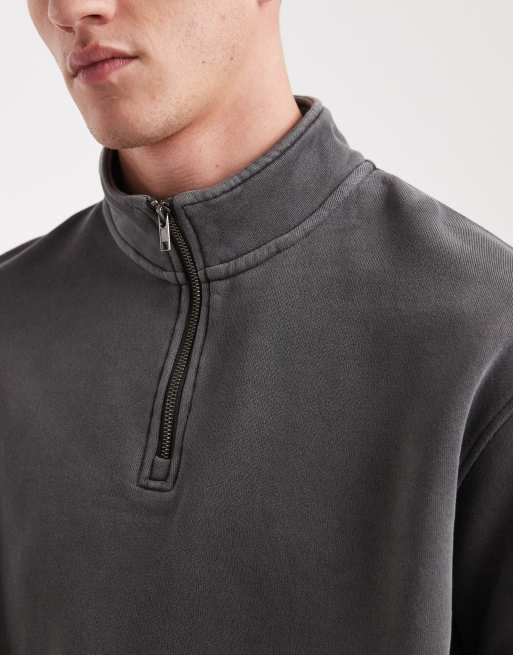 Cotton On – Skiffergrå fleece med kort dragkedja vid halsen, 5 av 5