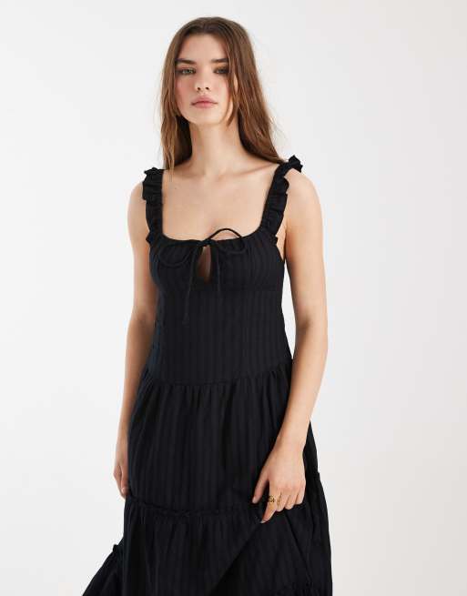 Cotton On Skye corset detail midi dress in black, 2 of 4