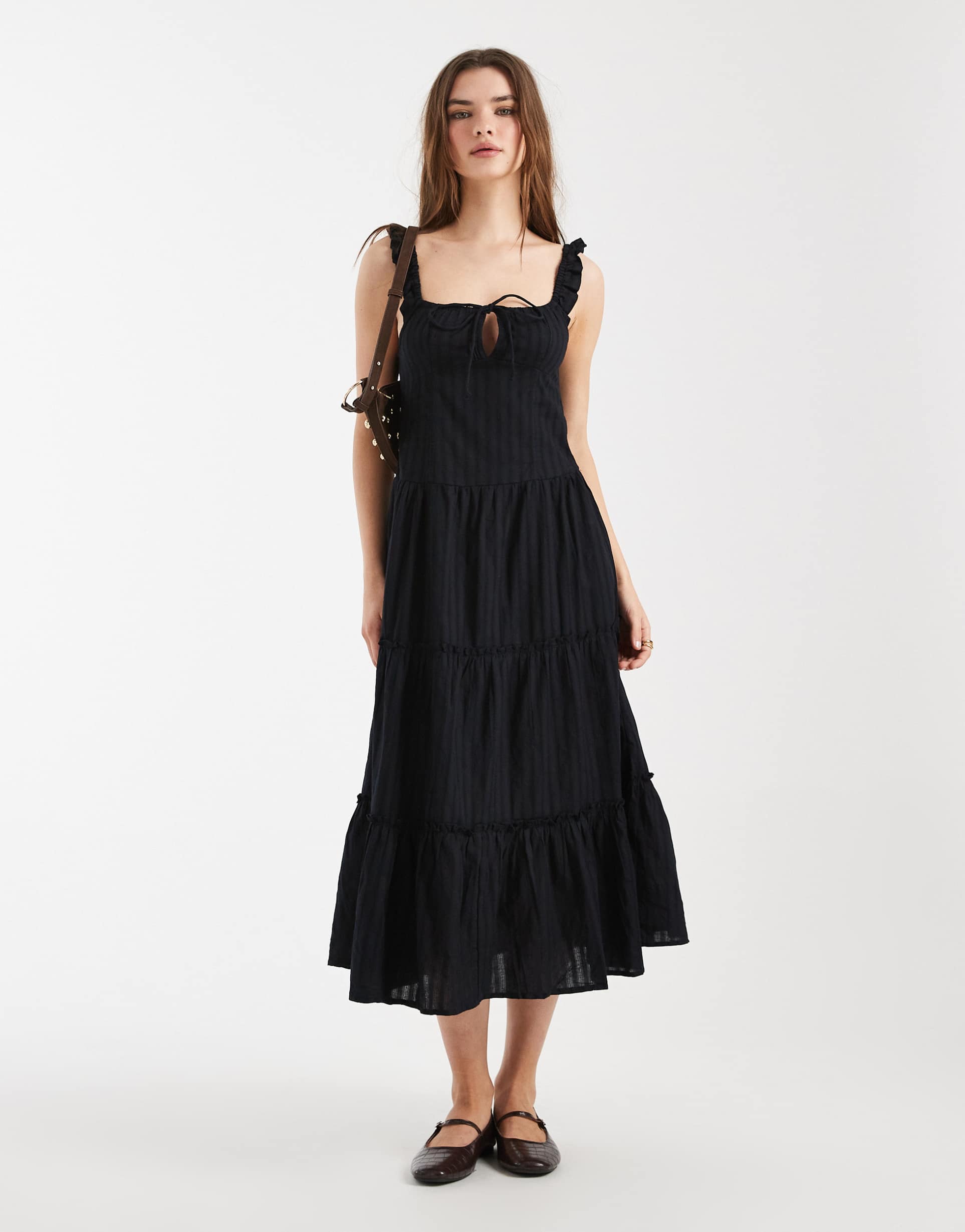 cotton on skye corset detailing midi dress in black