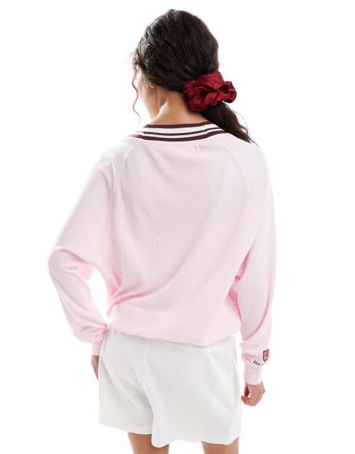 Cotton On - Sleep - Camitop met wafelstructuur en V-hals in 'blushing bride' roze, 4 van 4