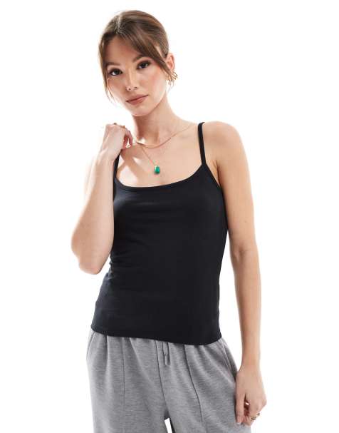Cotton On sleep peached jersey longline cami in black