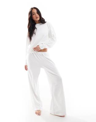 Cotton:on Cotton On Sleep Pointelle Rib Long Sleeve Top In White