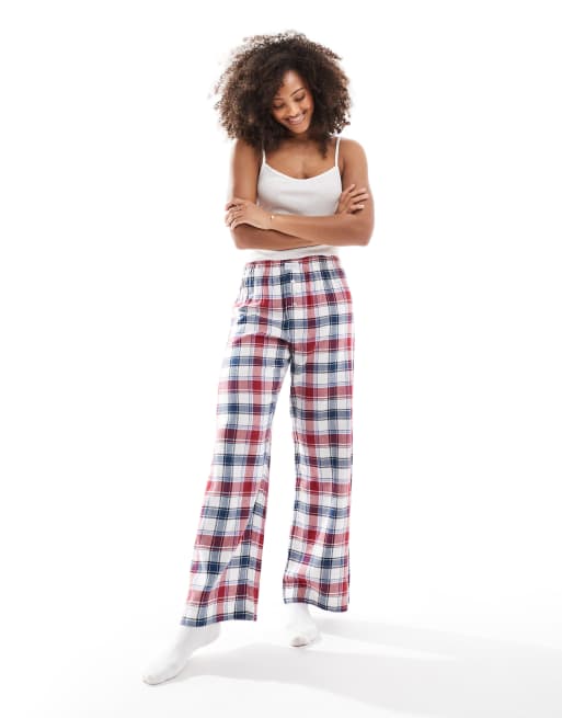 Cotton On sleep pull on boxer style pants in red and navy check